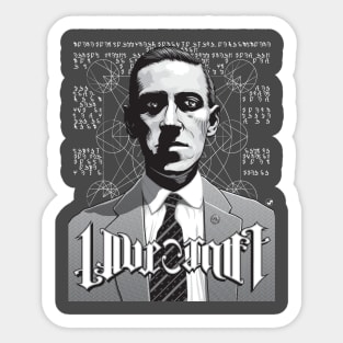 H P Lovecraft Ambigram Portrait Sticker